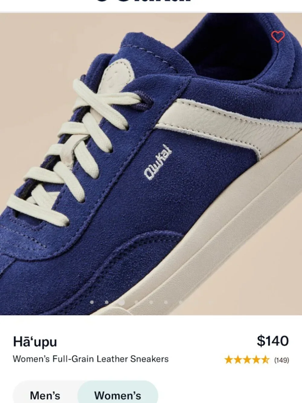 OluKai Ha'upu Court Sneaker - Navy / Off-White - Size 6.5